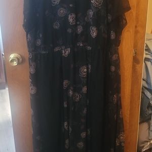 Floor length black lace and floral dress